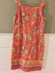 Vintage Talbots Floral Print Linen Blend dress 14 Preppy Large Vacation Summer