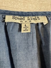 Speed Limit Blue Chambray Ruched Flutter Sleeve V-Neck A-Line Dress Size L