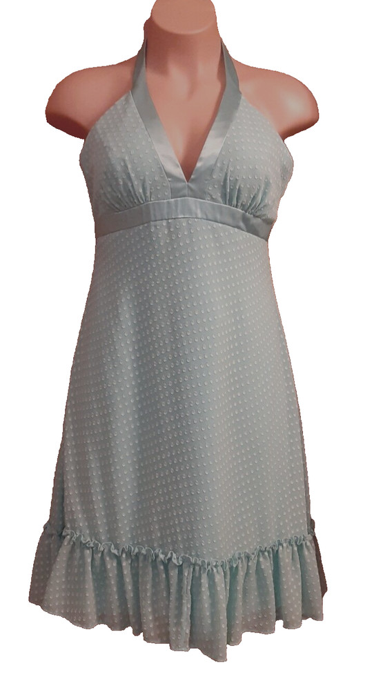 David&rsquo;s Bridal Green Dress Sleeveless Halter Ruffles Lined Misses Size 14 NWT