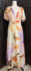 Petal & Pup Maxi Balloon Sleeve Floral Dress Unlined Multicolor Size XL
