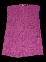 Eileen Fisher Washed Organic Linen Button Shirt Dress Delave Plum Raspberry XL