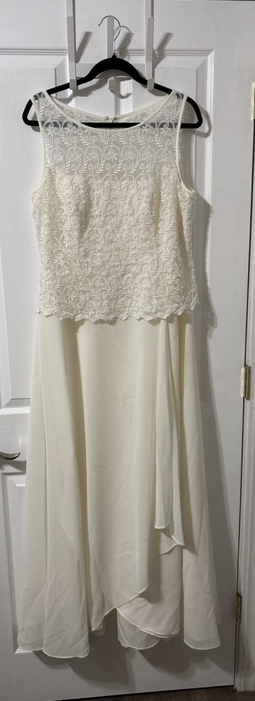 David’s Bridal Michaelangelo Ivory Lace Embroidered Sequin Wedding Dress Size 14