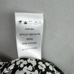 Things Between Black White Floral Button Up Tie-Back Dress Sz XXXL Maxi Cottage