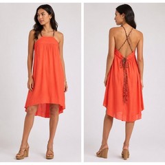 Vanessa Virginia Dress Womens Small Orange Gauze Braided Straps Anthropologie