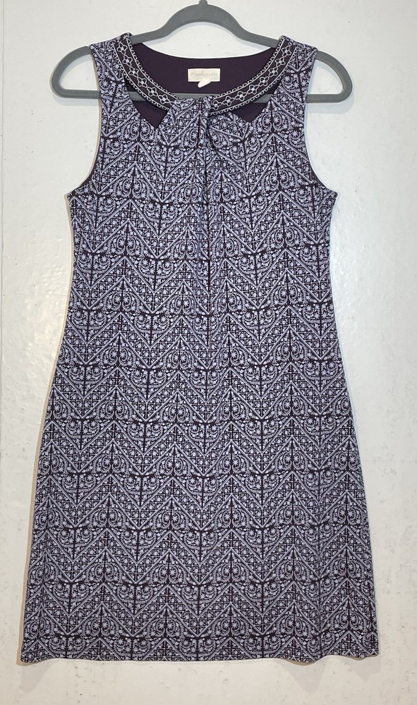 Magnolia Grace Larsyn Matte Jersey Sheath Dress Size M Purple Geometric Career