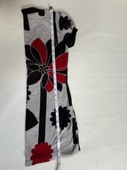 Gray Red Black Floral Empire Waist Mini Dress M