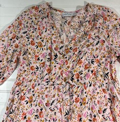 Petal and Pup Kelda Maxi Dress Beige Floral Size Medium Cottagecore Countryside