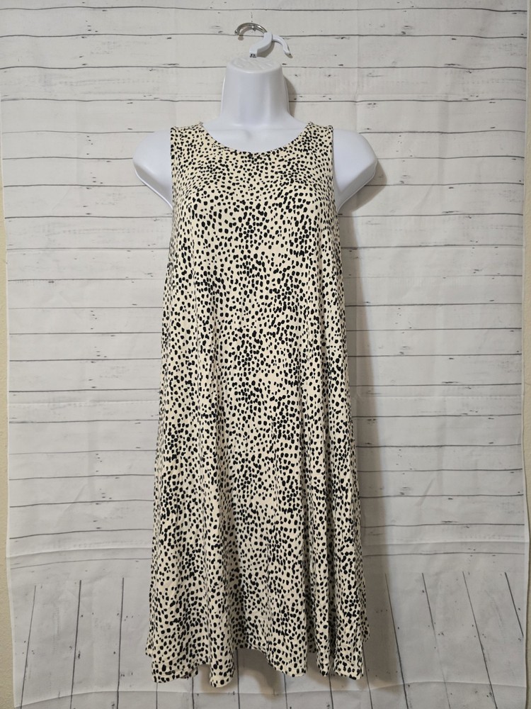 Women&rsquo;s Express Beige Patterned Sleeveless Shift Dress, Size S