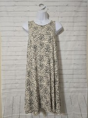 Women&rsquo;s Express Beige Patterned Sleeveless Shift Dress, Size S