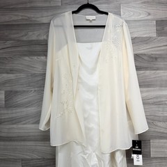 Studio I Jacket Dress Women&rsquo;s 10/12 Ivory Satin Sheer Wedding Evening *READ*