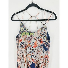 She + Sky Y2k Fairy Floral Sheer Chiffon Maxi Dress Navy Sleeveless Boho Cottage