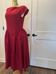 New Beautiful None Stretch Midi Red Dress For Classic Women L And Xl For Summe
