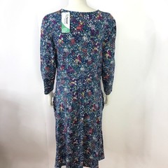 Lands&rsquo; End NEW Medium 10-12 Ruched Pull Over Below Knee Dress All Over Print