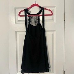 Tobi | Black Lace Top High Neck Open Back Dress | Size S