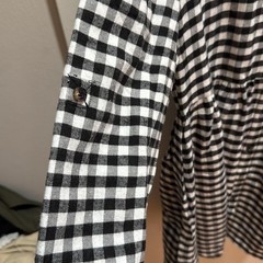 FANCYINN Womens Black White Gingham Plaid Button Down Mini Shirt Dress Small