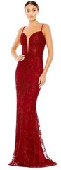 Mac Duggal 20330 Red Beaded Embroidered Mermaid Gown Size 6 $398