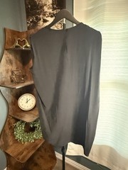 Buckle Black Satin Solid Round Neck Sleeveless Short T-Shirt Dress Zip M