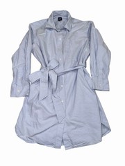 GAP Womens Shirt Dress Size S Petite Light Blue Button Down Long Sleeve Belted