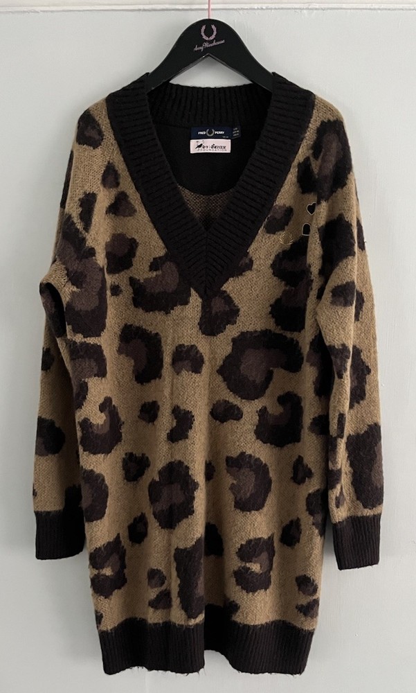 Fred Perry x Amy Winehouse Leopard Print Jumper Dress UK 12