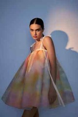 Anthropologie Selkie Rainbow Mini Dress Sheer Organza Fairy Ethereal Size L NEW