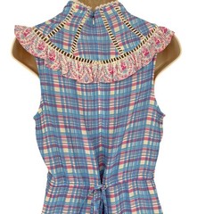 Plenty by Tracy Reese Anthropologie Plaid Floral Ruffle Mini Dress Pink Combo S