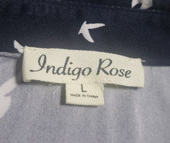 INDIGO ROSE Womens Button Down Dress SIZE L Sleeveless Navy Blue Seagulls Print