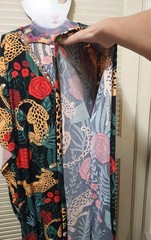 🌹ONE SZ 14-3X🐆 ELEGANT EMILY Red Roses CHEETAH Sequin KAFTAN Lounger Dress