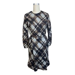 Vintage Dress Mid Century Modern Plaid Wool Small