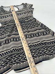 Charlotte Russe Womens Black White Geometric Tribal Skater Dress Keyhole Back M