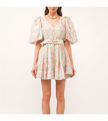 Sofie the label S Multicolor Floral Fit & Flare Mini Dress V-Neck Belt S1285D-2