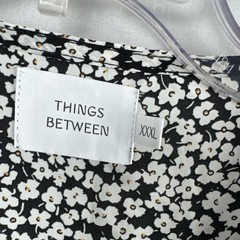 Things Between Black White Floral Button Up Tie-Back Dress Sz XXXL Maxi Cottage