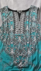 JM Collection Women&rsquo;s Size XL Straight Dress Black Turquoise Sleeveless…