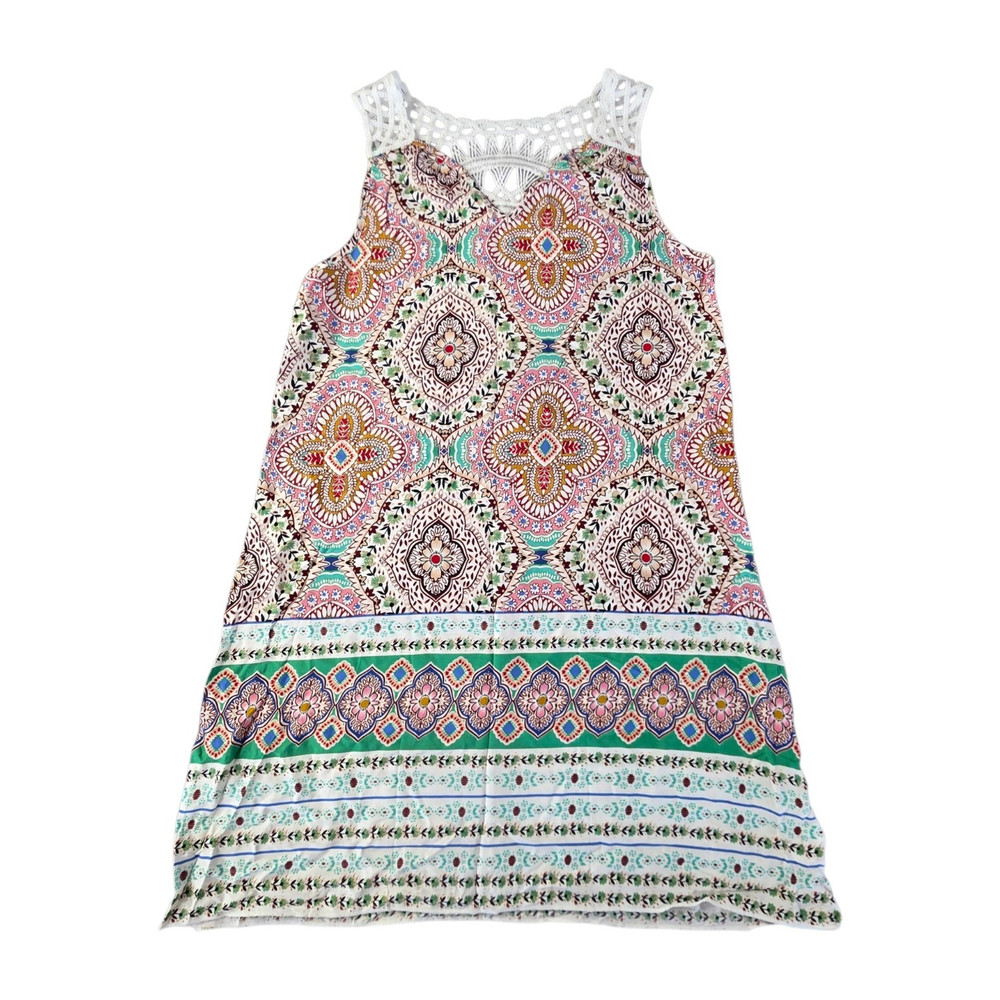 Cupshe Geometric Shift Dress Crochet Lace Yoke Sleeveless S CAA05A4B005DP