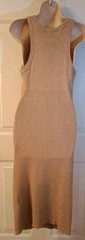 Rachel Zoe Ribbed Knit Rayon Nylon Poly Blend Beige Tank Bodycon Dress sz L