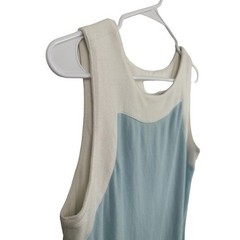 Izod Womens Light Blue Cream Colorblock Pique Cotton Sleeveless Mini Dress M
