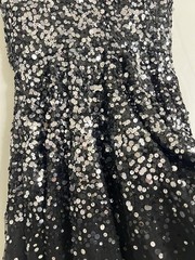 Basix II Nylon Dress 6 Black Silver Sequin Tulle Fit Flare Party Cocktail Skater
