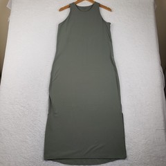 REI Co-op Sage Green A-Line Performance Midi Dress Built-in Bra M Minimalist