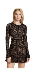 NWT For Love & Lemons Emerie Black Lace Mini Dress Cutout Open Back Size M