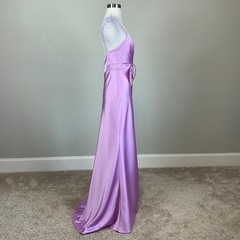 Mac Duggal 68144 Purple Evening Gown Satin Beaded Bow Accent Column Dress Size 4