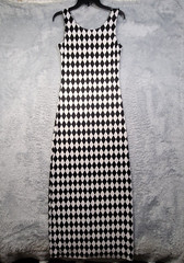 Tea N Rose Maxi Dress Womens Medium Black White Diamond Sleeveless Bodycon