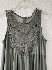 Altar&rsquo;d State Size Med Olive Lace Crochet Sleeveless Tunic Dress Sheer Back Boho