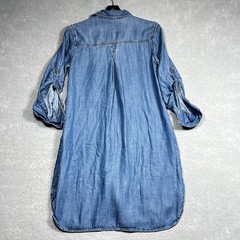 Cloth & Stone Dress Sz Medium Light Wash Button Front Chambray Roll Tab Sleeves