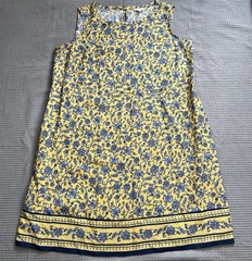 J.Jill 100% Linen Dress XLP XL Petite Sleeveless Tank Floral Lagenlook Coastal