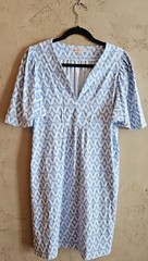 Jude Connally light blue and white shift dress geometric pattern Size Small