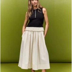 Plan C Black Cream Fit Flare Midi Dress SIZE 10 Romantic Cotton Designer $375