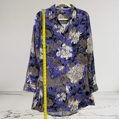 Matix Womens Abstract Floral Long Sleeve Shirt Dress Size XS Artsy Boho Chic