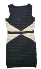 Pink Rose Black Beige Knit Bodycon Dress Size PM Women&rsquo;s (1273)