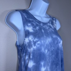 SMALL THREAD AND SUPPLY BLUE TIE DYE DRESS SLEEVELESS STRETCH CASUAL BOHO