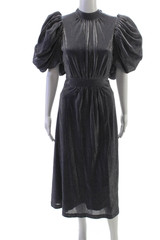ROTATE Womens A-Line Dress Blue High Neck Short Sleeve Long Tie Size 36