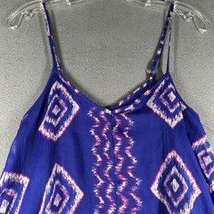 Billabong Handkerchief Hem Maxi Dress Small Royal Blue Geometric Print Cover Up